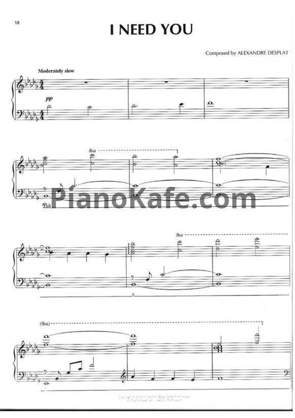 Ноты Alexandre Desplat - I need you - PianoKafe.com