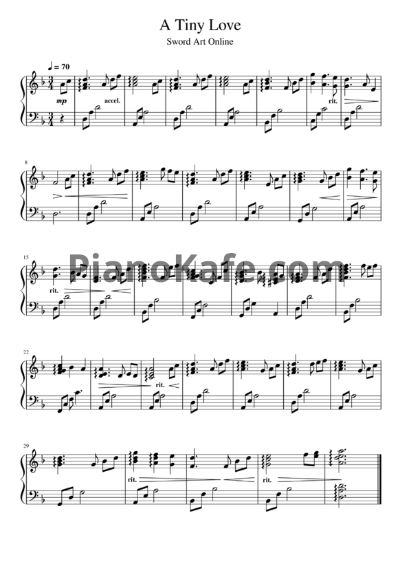 Ноты Yuki Kajiura - A tiny love - PianoKafe.com