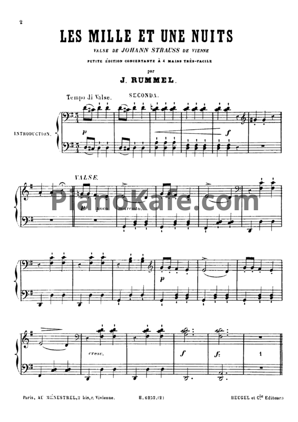 Ноты Иоганн Штраус - Вальс "Тысяча и одна ночь" (Op. 346, для 2 фортепиано) - PianoKafe.com