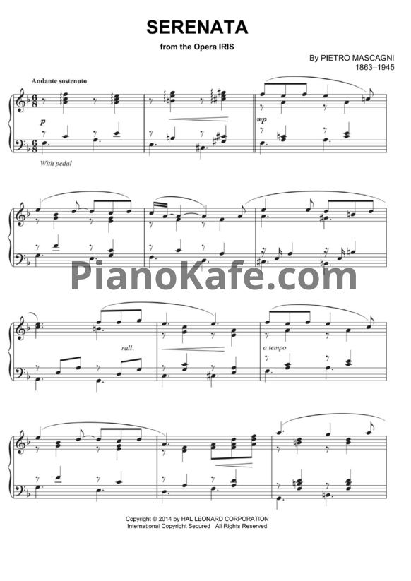 Ноты Pietro Mascagni - Serenata - PianoKafe.com