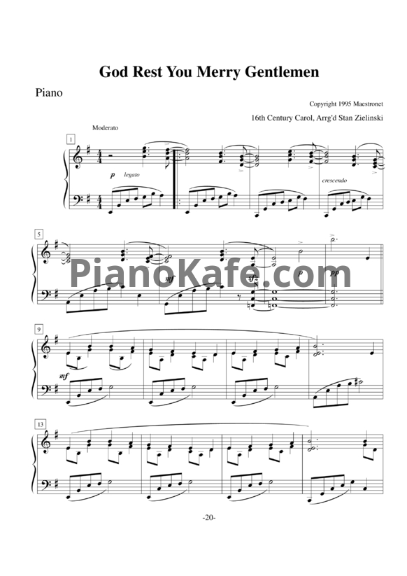 Ноты God rest you merry gentlemen (16th century carol) - PianoKafe.com