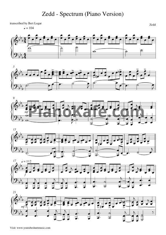Ноты Zedd - Spectrum - PianoKafe.com