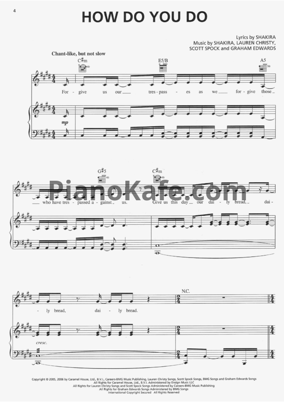 Ноты Shakira - Oral fixation Vol. 2 (Книга нот) - PianoKafe.com
