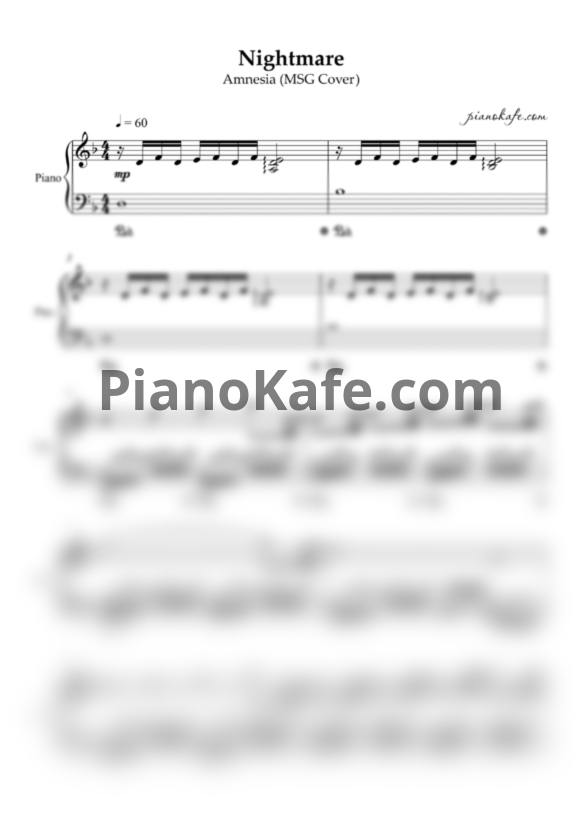 Ноты Amnesia - Nightmare (MSG Cover) - PianoKafe.com