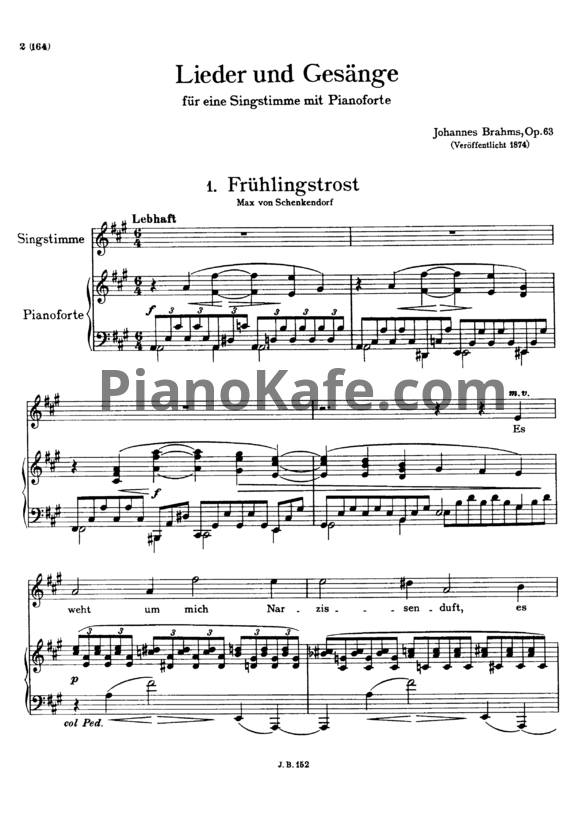 Ноты И. Брамс - Песни и напевы (Op. 63) - PianoKafe.com