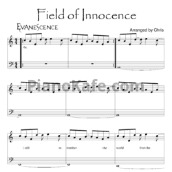 Ноты Evanescence - Field of innocence - предпросмотр