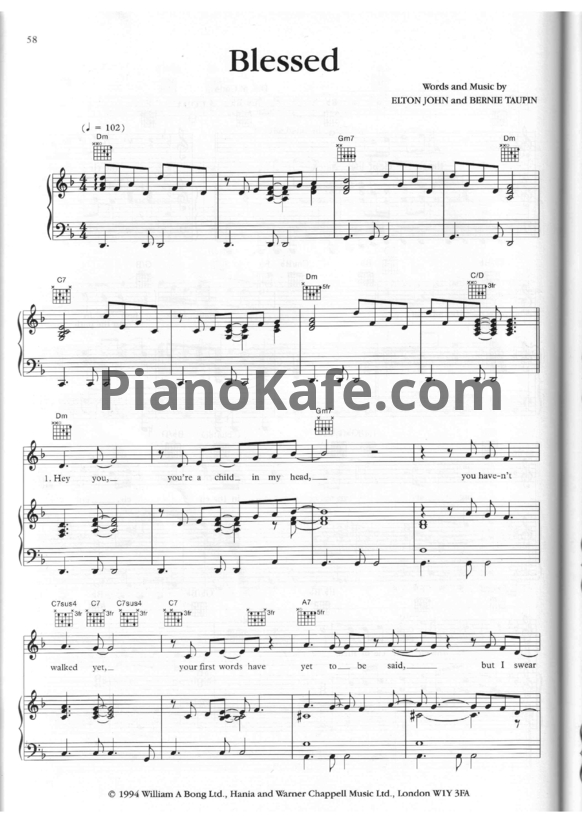 Ноты Elton John - Blessed - PianoKafe.com