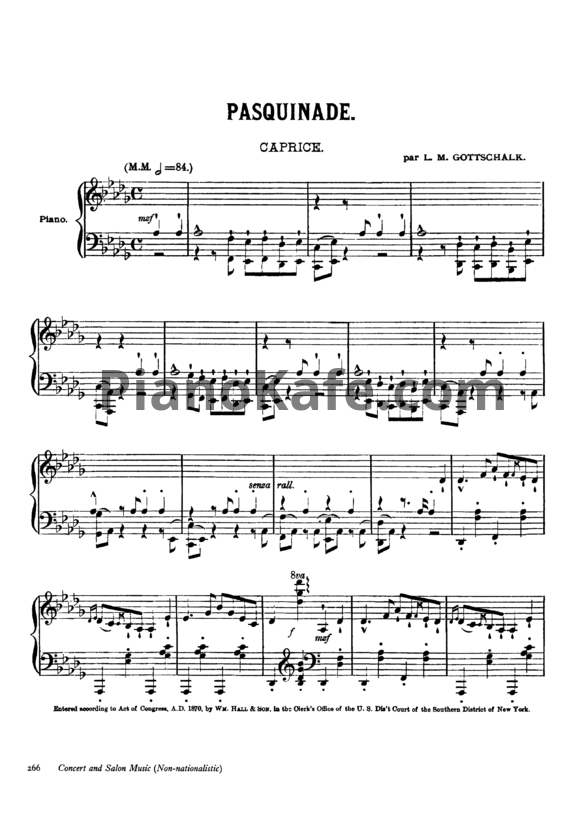 Ноты Луи Моро Готшалк - Pasquinade (Op. 59) - PianoKafe.com