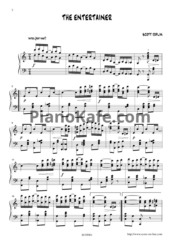 Ноты Scott Joplin - The entertainer (Версия 2) - PianoKafe.com