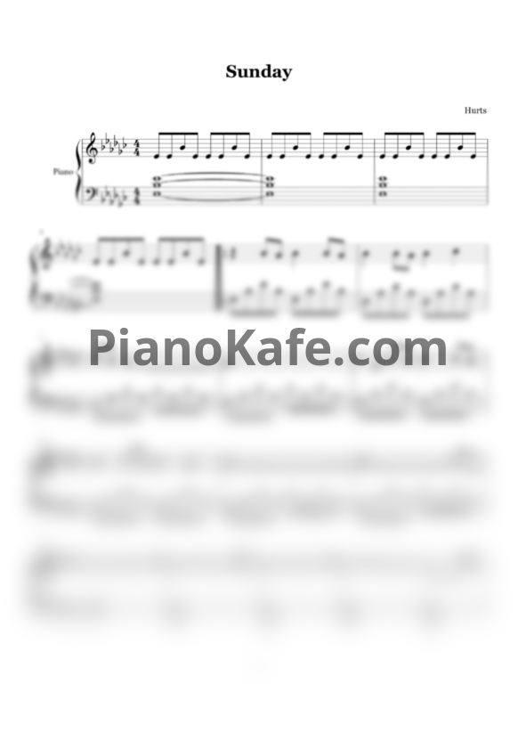 Ноты Hurts - Sunday - PianoKafe.com