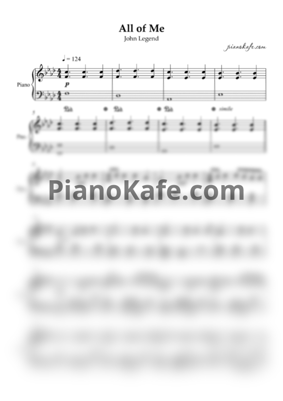 Ноты John Legend - All of me (Piano cover) - PianoKafe.com