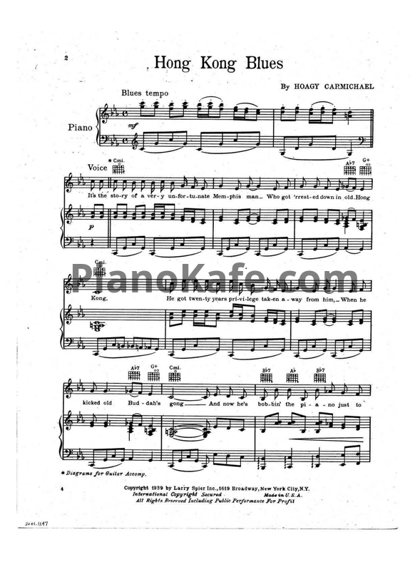 Ноты Hoagy Carmichael - Hong Kong blues - PianoKafe.com