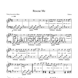 Ноты Thirty seconds to mars - Rescue me - предпросмотр