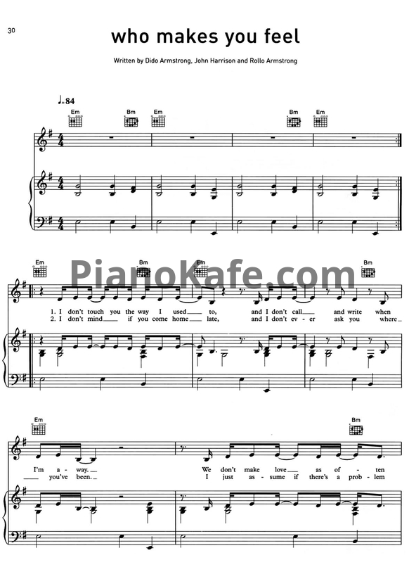 Ноты Dido - Who makes you feel - PianoKafe.com