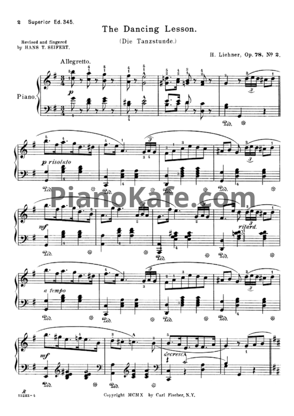 Ноты Генрих Лихнер - The dancing lesson (Op. 78 №2) - PianoKafe.com
