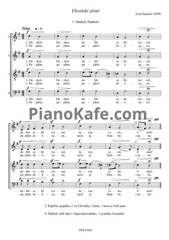 Ноты Леош Яначек - Ukvalské písně - PianoKafe.com