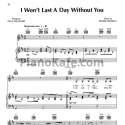 Ноты The Carpenters - I won't last a day without you - предпросмотр