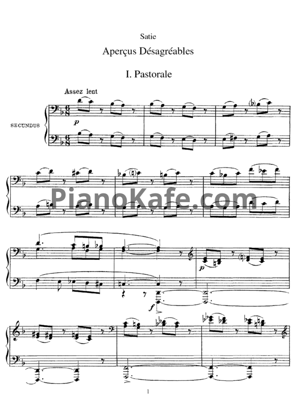 Ноты Erik Satie - Apercus desagreables (для фортепиано в 4 руки) - PianoKafe.com