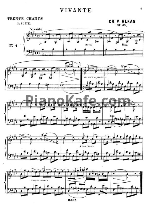 Ноты Шарль Алькан - Troisième recueil de chants (Op. 65) - PianoKafe.com