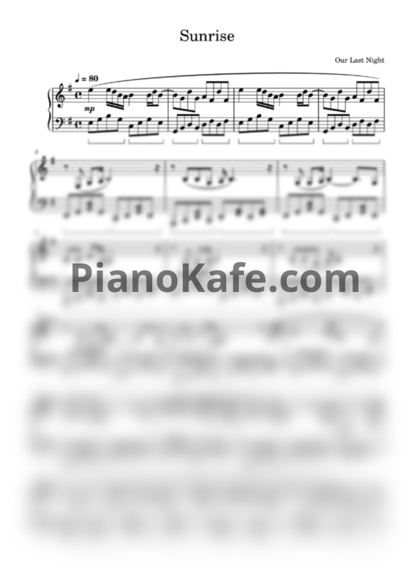 Ноты Our Last Night - Sunrise (Piano cover) - PianoKafe.com