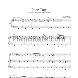 Ноты Elton John - Poor cow - предпросмотр