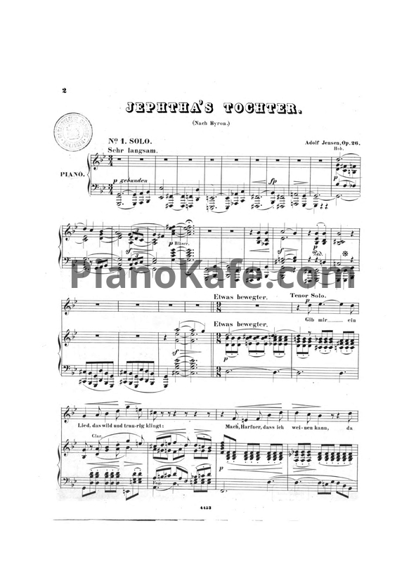 Ноты А. Йенсен - Кантата "Дочь Иеффты" для солистов, хора и оркестра (Op. 26) - PianoKafe.com