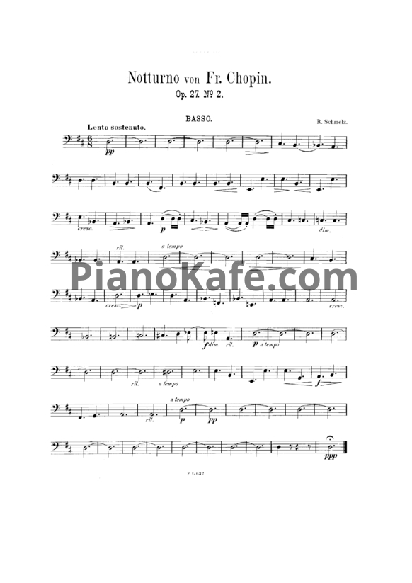 Ноты Фредерик Шопен - Ноктюрна (Op. 27 №2) для баса - PianoKafe.com