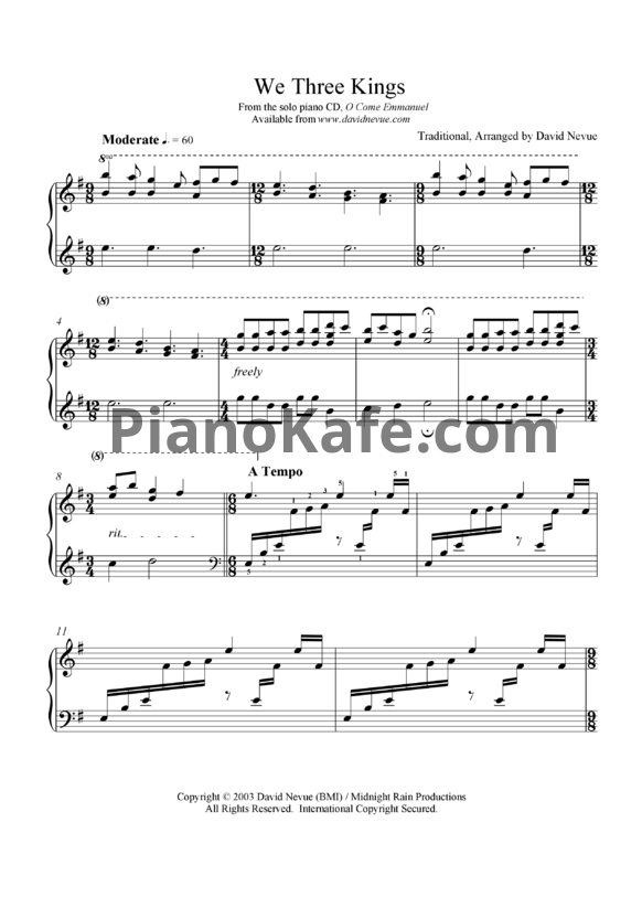 Ноты David Nevue - We three kings - PianoKafe.com