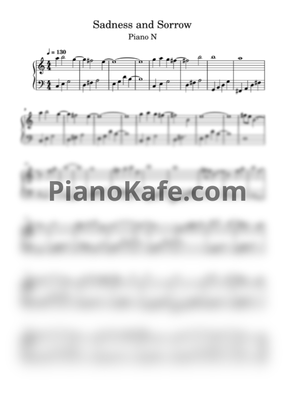 Ноты Toshiro Masuda - Sadness and Sorrow (Piano N cover) - PianoKafe.com
