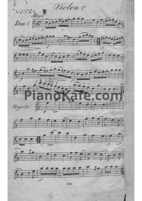 Ноты Франсуа Девьен - 6 Pieces tres faciles pour deux violons (Партии) - PianoKafe.com