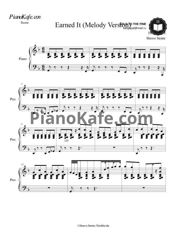 Ноты The Weeknd - Earned It (Melody Version) - PianoKafe.com
