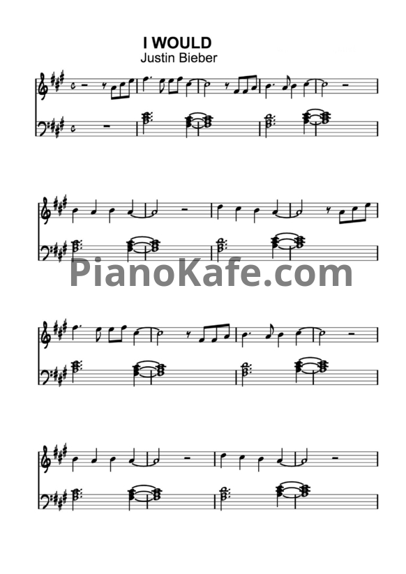 Ноты Justin Bieber - I would - PianoKafe.com