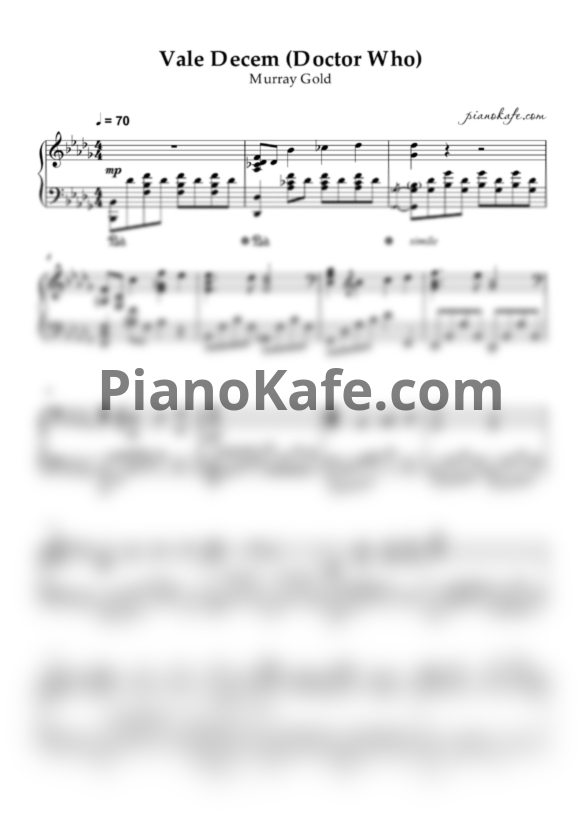 Ноты Murray Gold - Vale Decem - PianoKafe.com