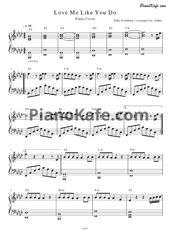 Ноты Ellie Goulding - Love me like you do - PianoKafe.com