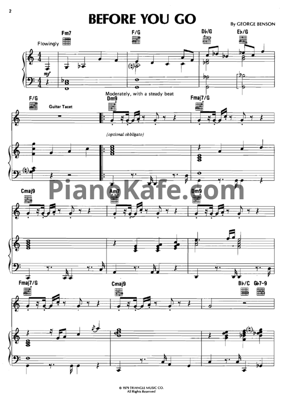 Ноты George Benson - Before you go - PianoKafe.com