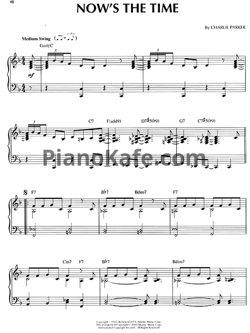 Ноты Charlie Parker - Now's the time - PianoKafe.com