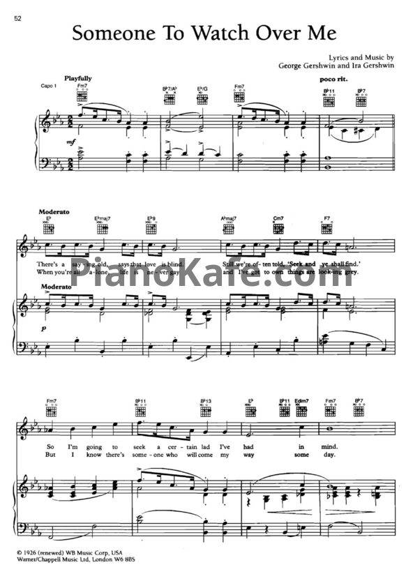 Ноты Ella Fitzgerald - Someone to watch over me - PianoKafe.com