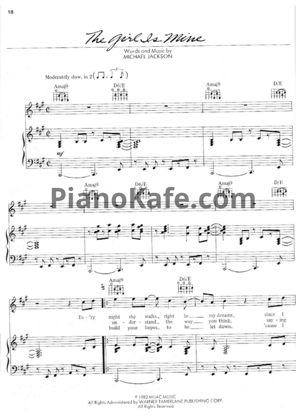 Ноты Michael Jackson - The girl is mine - PianoKafe.com