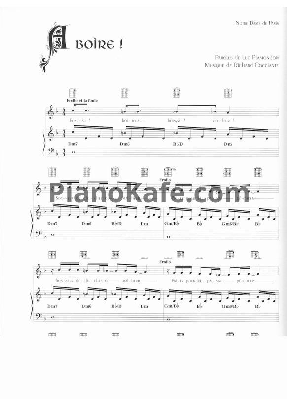 Ноты Riccardo Cocciante - A boire - PianoKafe.com