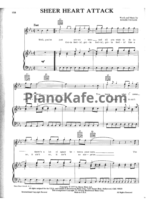 Ноты Queen - Sheer heart attack - PianoKafe.com