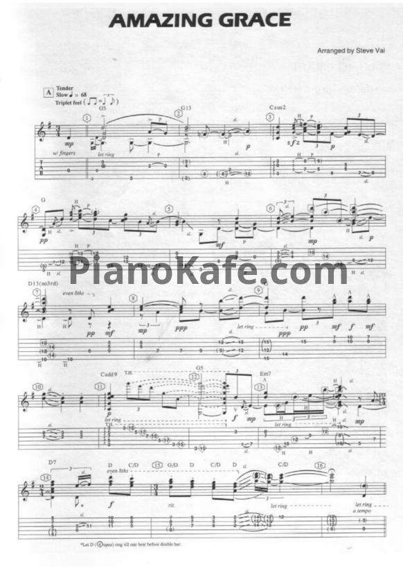 Ноты Steve Vai - Amazing grace - PianoKafe.com