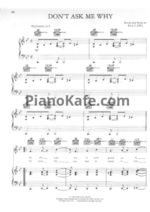 Ноты Billy Joel - Don't ask me why - PianoKafe.com