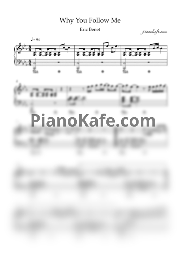 Ноты Eric Benet - Why you follow (Piano cover) - PianoKafe.com