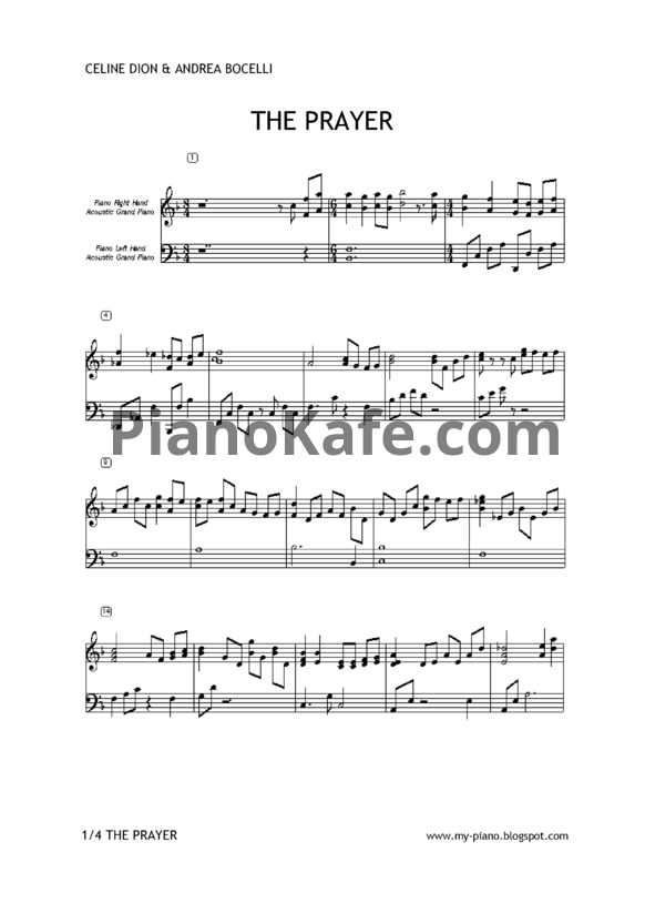 Ноты Celine Dion & Andrea Bocelli - The prayer - PianoKafe.com