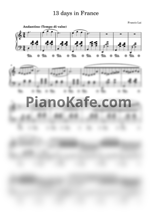Ноты Francis Lai - 13 days in France - PianoKafe.com