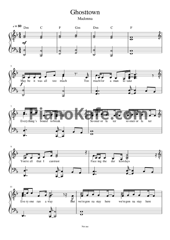 Ноты Madonna - Ghosttown - PianoKafe.com