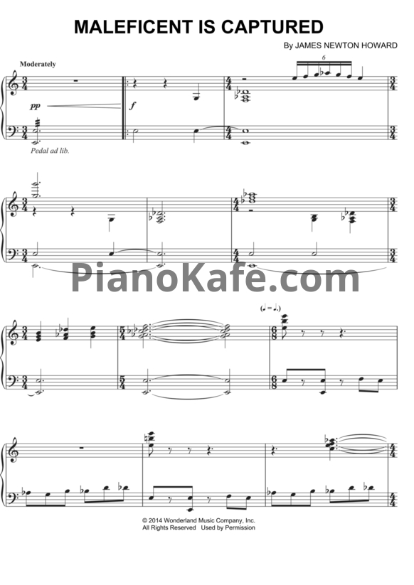Ноты James Newton Howard - Maleficent Is captured - PianoKafe.com