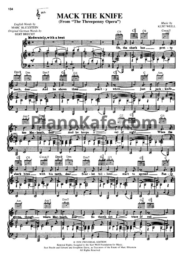 Ноты Frank Sinatra - Mack the Knife - PianoKafe.com