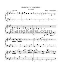 Ноты Antonio Soler - Sonata No. 53 "De Clarines" in A major - предпросмотр