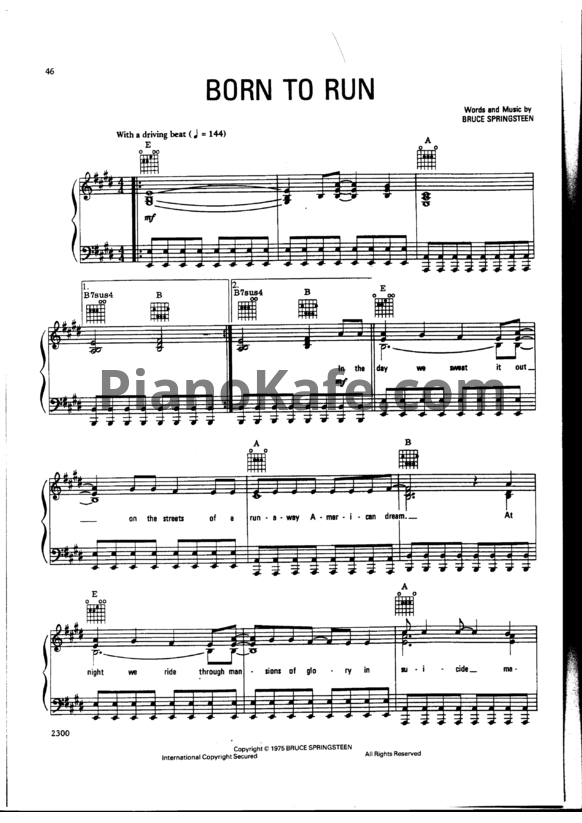 Ноты Bruce Springsteen - Born to run - PianoKafe.com